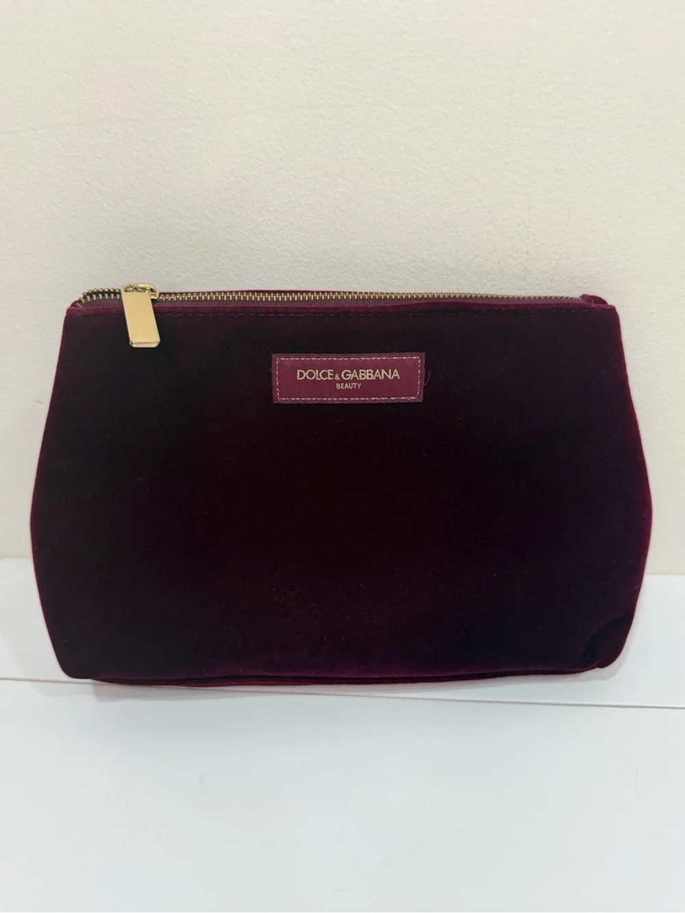 Dolce & Gabbana Beauty Burgundy Velvet Cosmetic Bag Pouch